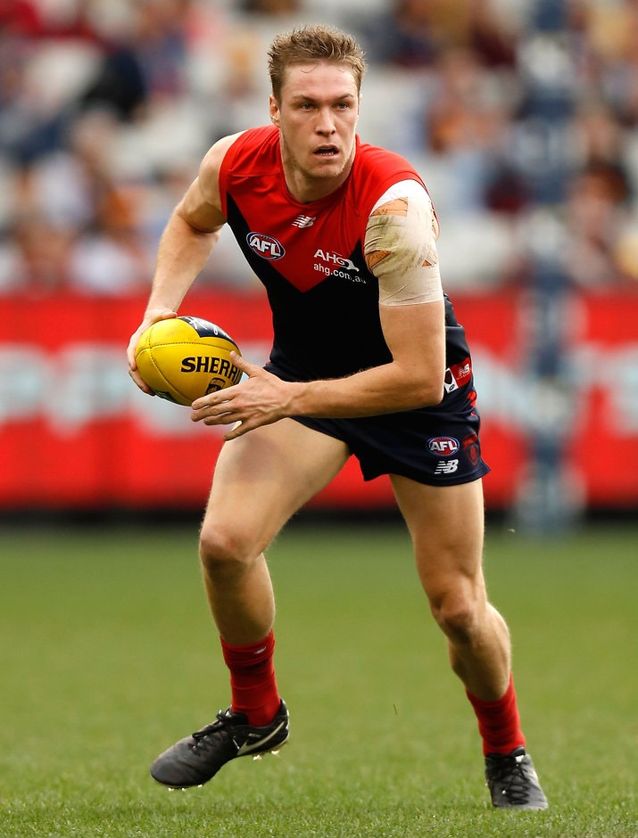 AFL 2016 Rd 15 - Melbourne v Adelaide MELBOURNE, AUSTRALIA - JULY 03: Tom McDonald of the Demons in action during the 2016 AFL Round 15 match between the Melbourne Demons and the Adelaide Crows at the Melbourne Cricket Ground on July 3, 2016 in Melbourne, Australia. (Photo by Michael Willson/AFL Media)